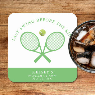 Tennis Bachelorette Last Swing Before the Ring Square Paper Coaster