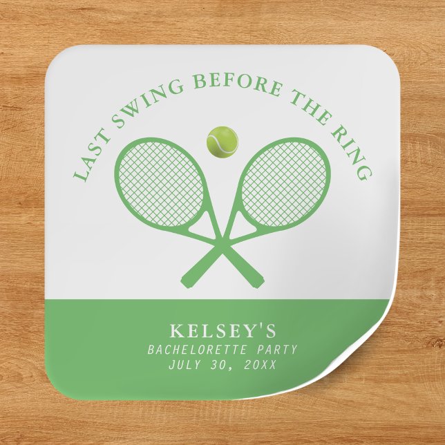 Tennis Bachelorette Last Swing Before the Ring Square Sticker (Tennis Bachelorette Last Swing Before the Ring Square Sticker
)