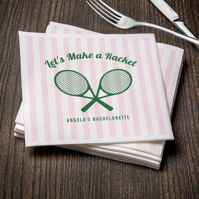 Tennis Bachelorette Party Make a Racket Striped Napkins (Tennis Bachelorette Party Make a Racket Striped Napkins
)