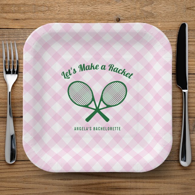 Tennis Bachelorette Party Make a Racket Striped Paper Plates (Creator Uploaded)