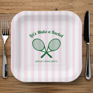 Tennis Bachelorette Party Make a Racket Striped Paper Plates