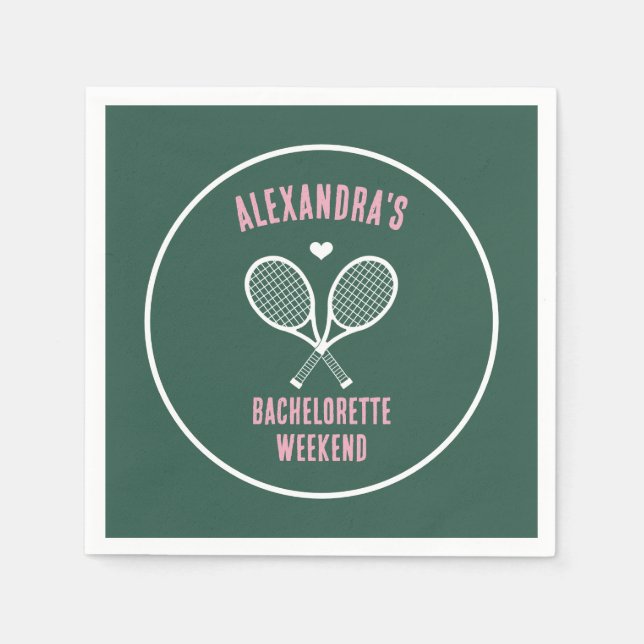 Tennis Bachelorette party preppy green Napkins (Front)