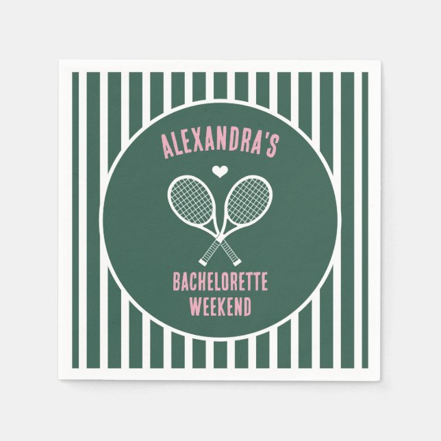 Tennis Bachelorette party preppy green Napkins (Front)