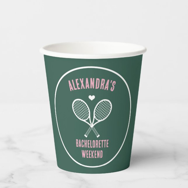 Tennis Bachelorette party preppy green Paper Cups (Front)