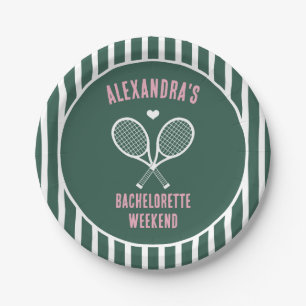 Tennis Bachelorette party preppy green Paper Plates