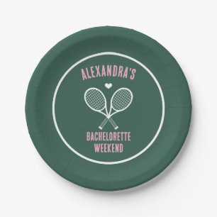 Tennis Bachelorette party preppy green Paper Plates