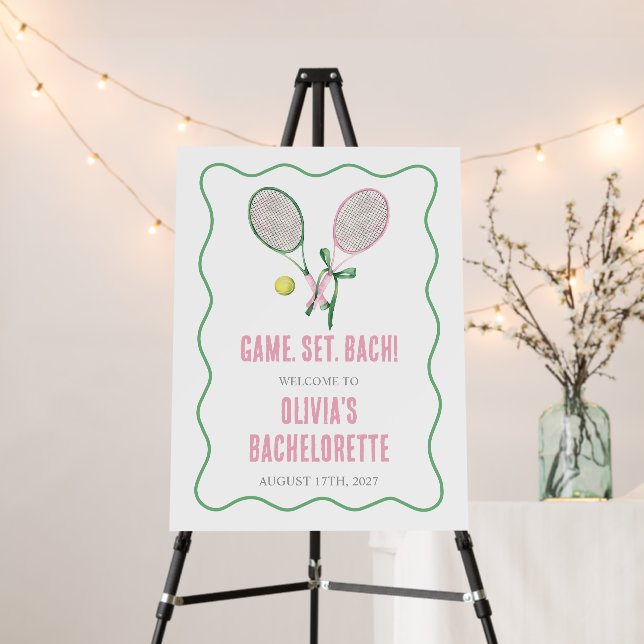 Tennis Bachelorette party preppy plaid pink green Foam Board (In Situ (Stand))