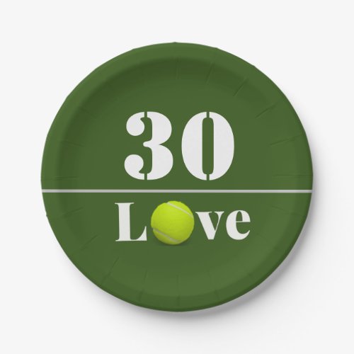 Tennis Ball 30th Birthday with love   Paper Plates