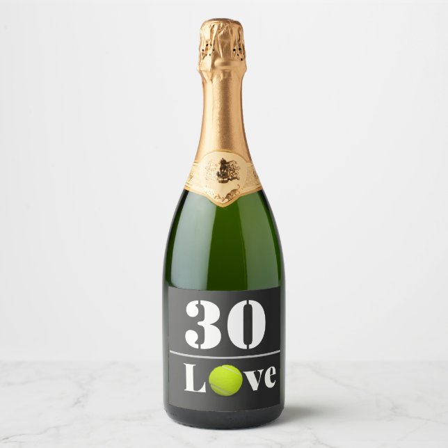 Tennis Ball 30th Birthday with love   Sparkling Wine Label (Front)
