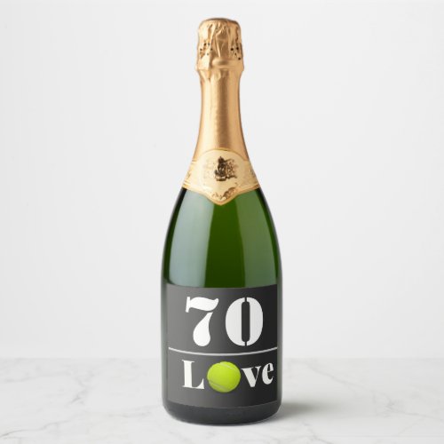 Tennis Ball 70th Birthday with love   Sparkling Wine Label