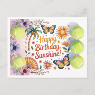 Tennis ball and Flowers for Player Birthday  Postcard
