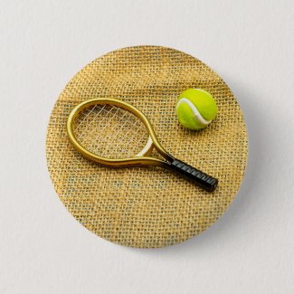 Tennis ball and racket button
