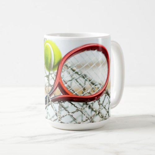 Tennis ball and racket life is better on the court coffee mug