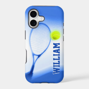 Tennis ball and racket sports blue iphone case