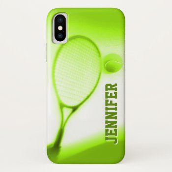 Tennis Ball And Racket Sports Green Iphone Case by Mylittleeden at Zazzle