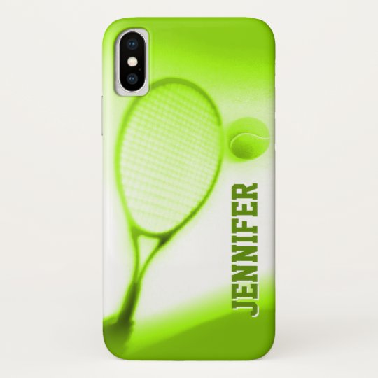 Tennis ball and racket sports green iPhone case