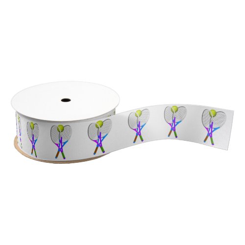 Tennis Ball and Rackets Grosgrain Ribbon