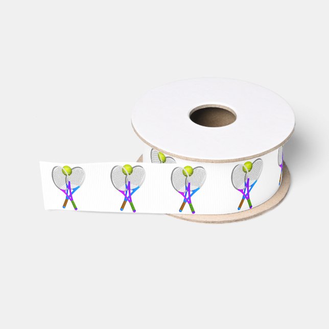 Tennis Ball and Rackets Grosgrain Ribbon (Spool)