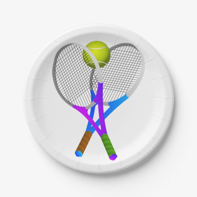 Tennis Ball and Rackets Paper Plates (Front)