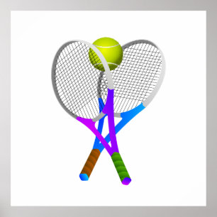 Tennis Ball and Rackets Poster
