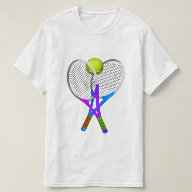 Tennis Ball and Rackets T-Shirt (Design Front)