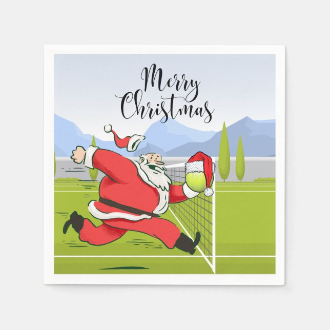Tennis ball and  Santa Claus for Christmas Party Napkins (Front)