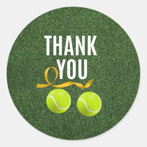 Tennis ball and Thank you word   Classic Round Sticker