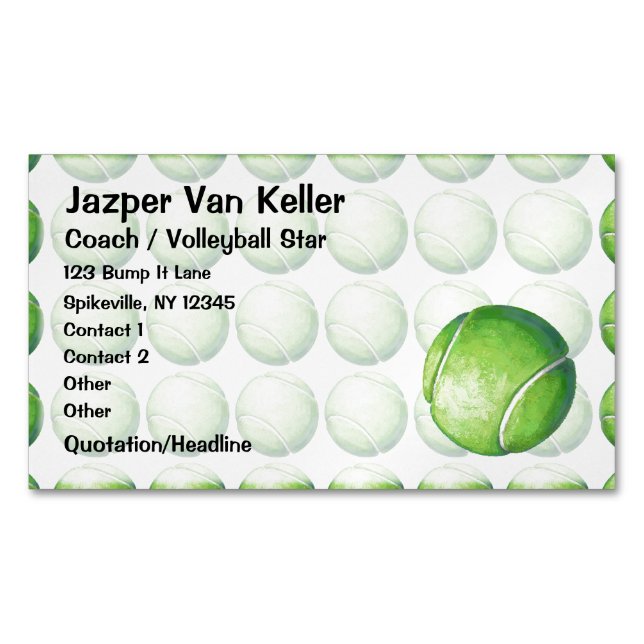 Tennis Ball Art Magnetic Business Card (Front)