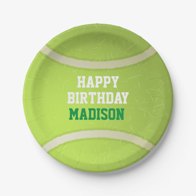 Tennis Ball Birthday Party Paper Plates (Front)