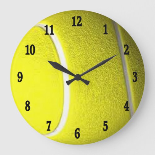 Tennis Ball Black Numbers Large Clock