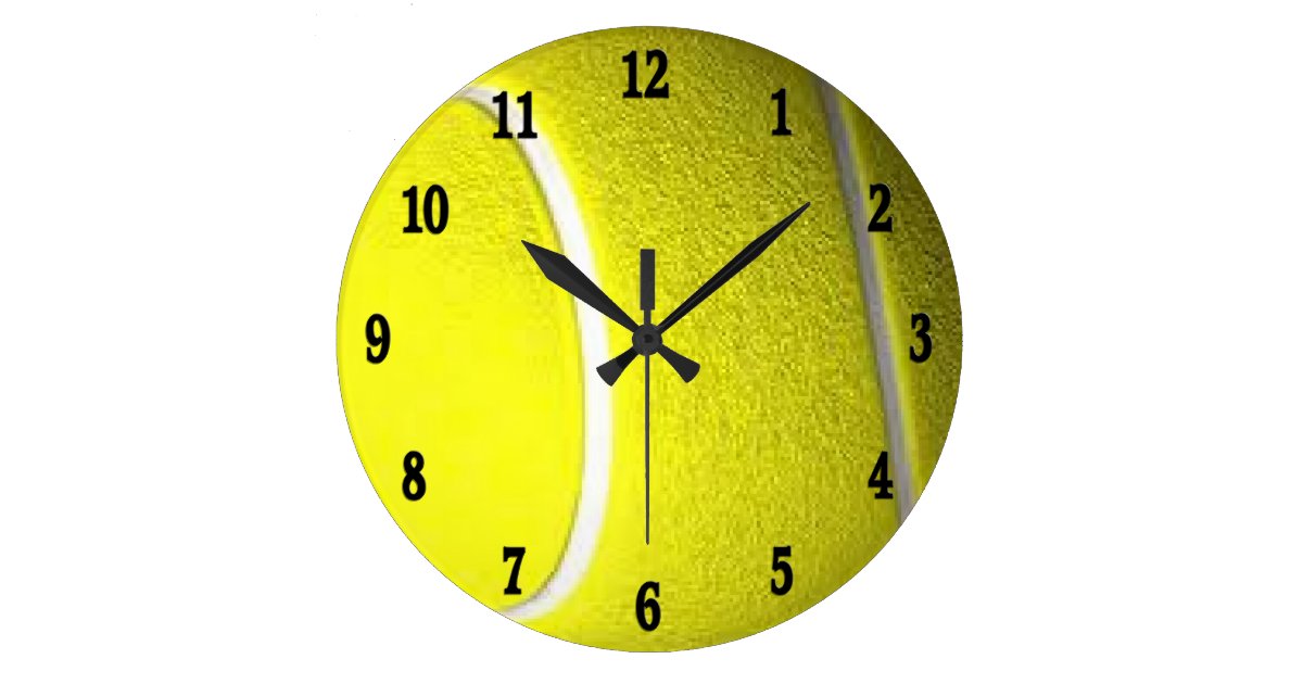 Tennis Ball Black Numbers Sport Wall Clock Zazzle Com