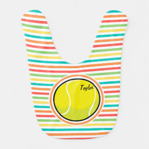 Tennis Ball; Bright Rainbow Stripes Bib