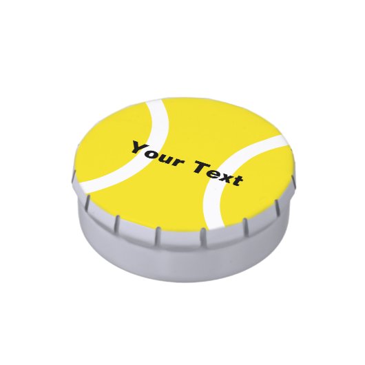 Tennis ball candy tin | Tournament giveaway gift. (Side)