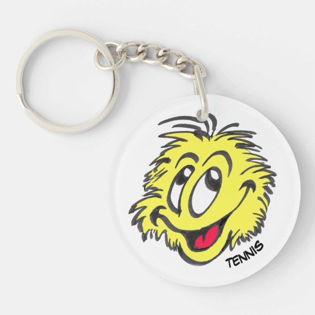 Tennis Ball Cartoon Circle Keychain (Front)