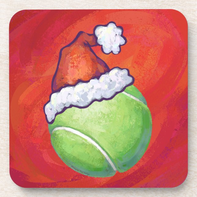 Tennis Ball Christmas Beverage Coaster (Front)