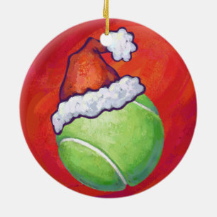 Tennis Ball Christmas Ceramic Ornament