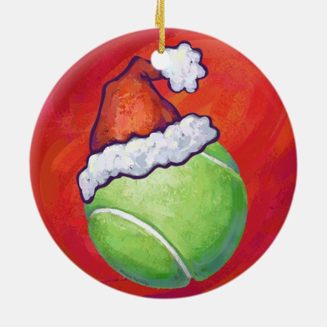 Tennis Ball Christmas Ceramic Ornament (Back)