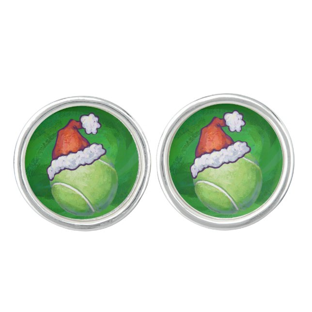 Tennis Ball Christmas Green Cufflinks (Front)