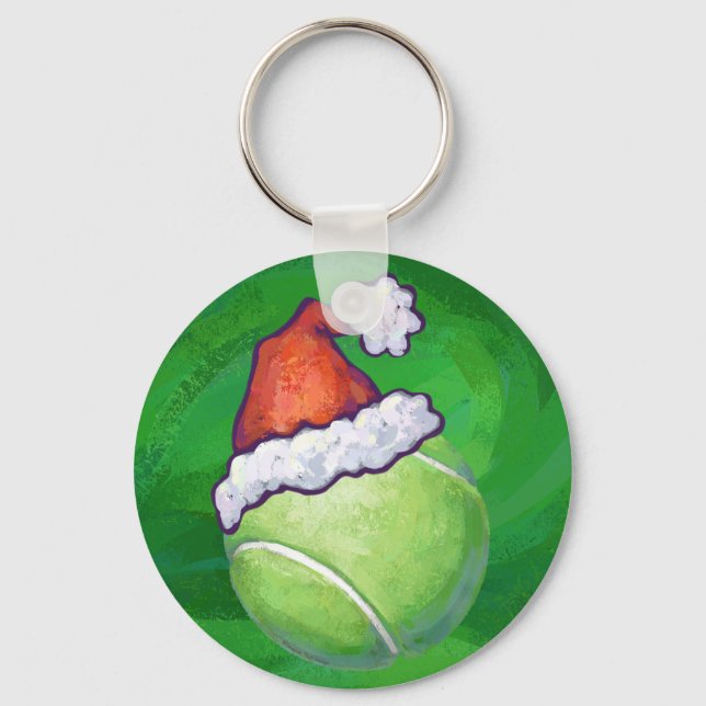 Tennis Ball Christmas Green Keychain (Front)