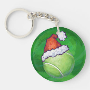 Tennis Ball Christmas Green Keychain