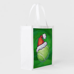 Tennis Ball Christmas Green Reusable Grocery Bag