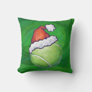 Tennis Ball Christmas Green Throw Pillow