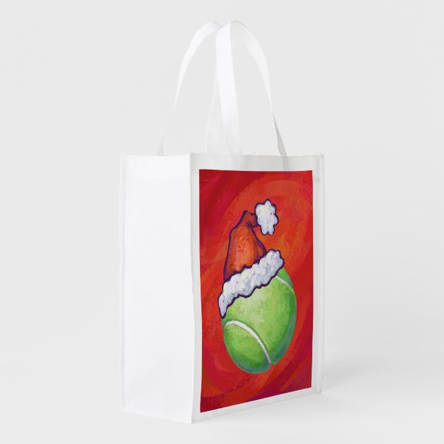 Tennis Ball Christmas Grocery Bag (Back Side)