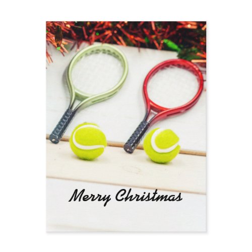 Tennis ball Christmas ornament with racket Postcard