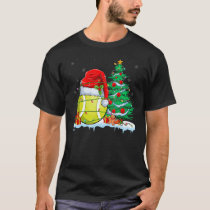 Tennis Ball Christmas - Tennis Ball Wearing Santa  T-Shirt