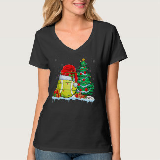 Tennis Ball Christmas - Tennis Ball Wearing Santa  T-Shirt