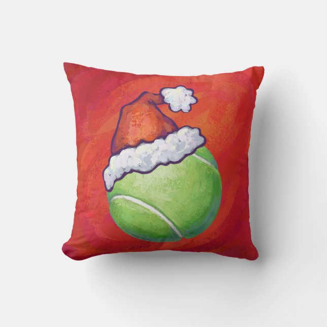 Tennis Ball Christmas Throw Pillow (Front)