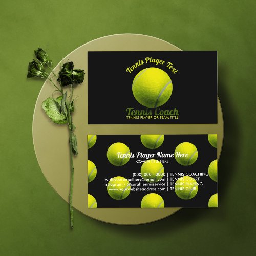 Tennis Ball Coach Black Business Card