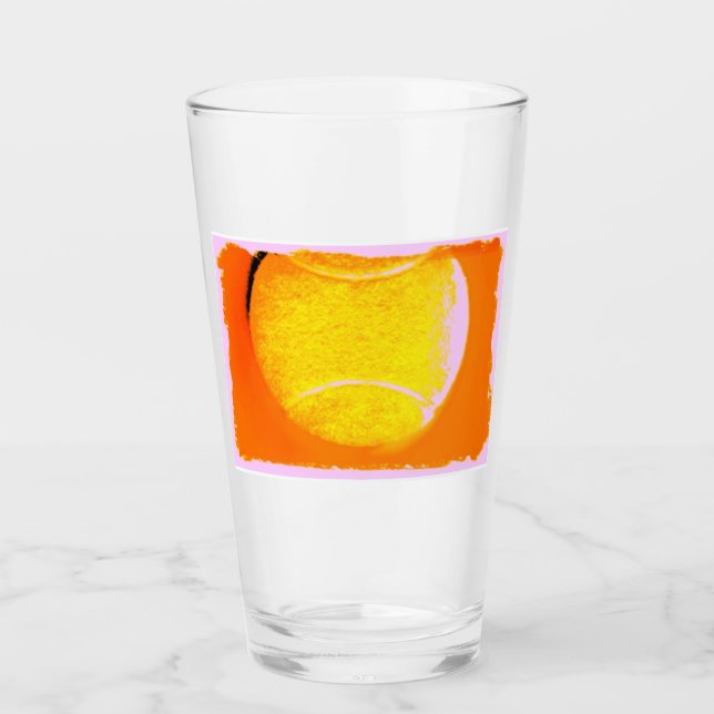 Tennis Ball Colorful Orange Yellow Pink Glass Cup (Front)