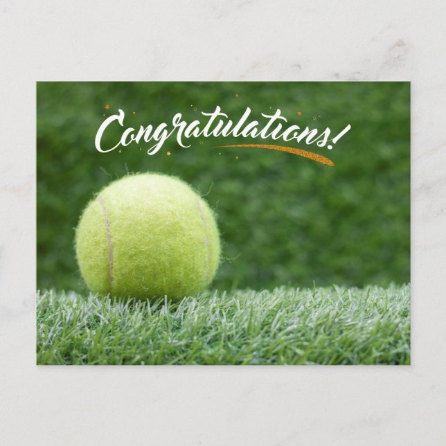 Tennis  ball  congratulations  on green postcard (Front)
